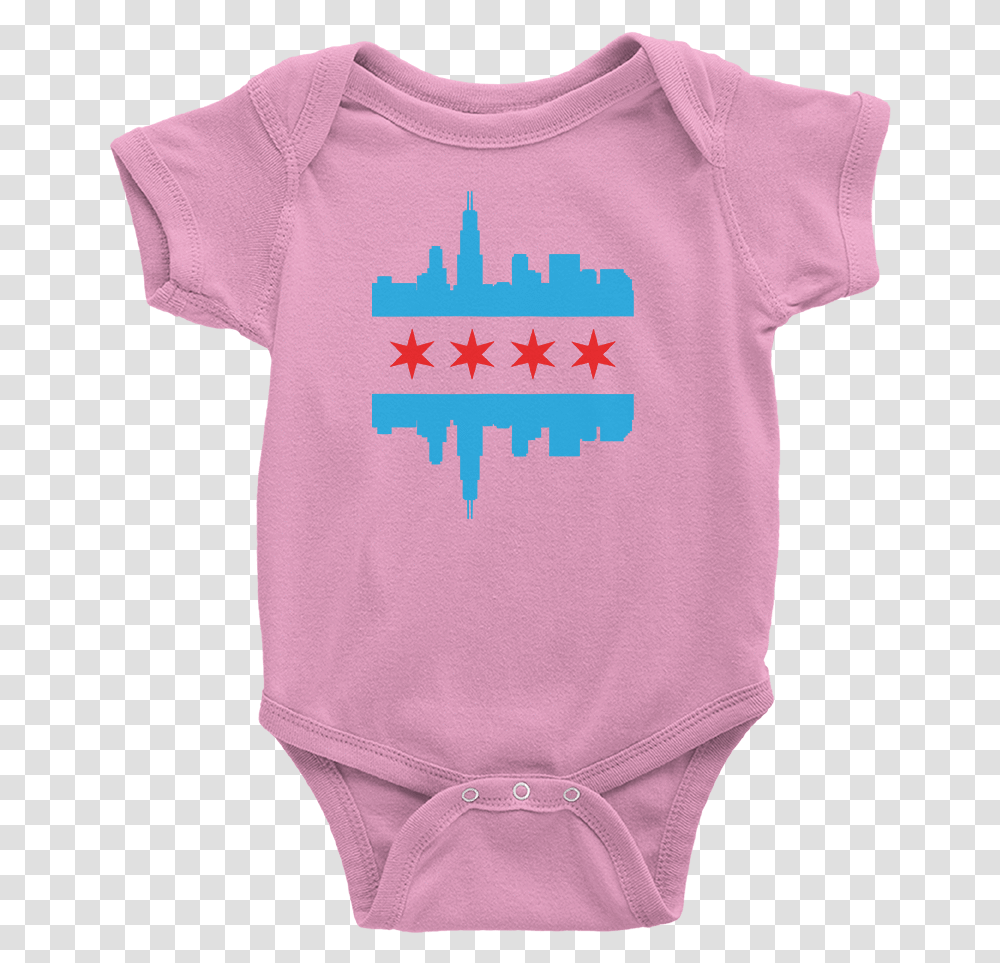 Pink Chicago Onesie With Baby Blue And Red Flag And Newborn T Shirts, Apparel, T-Shirt, Sleeve Transparent Png