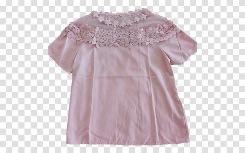 Pink Crepe Crop Top Blouse, Apparel, Lace, Sleeve Transparent Png