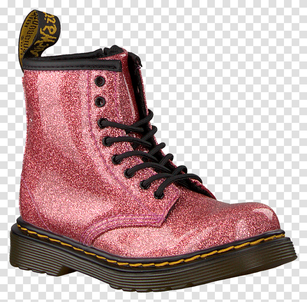 Pink Dr Martens Lace Up Boots 1460 Glitter Stars Work Boots, Shoe, Footwear, Apparel Transparent Png