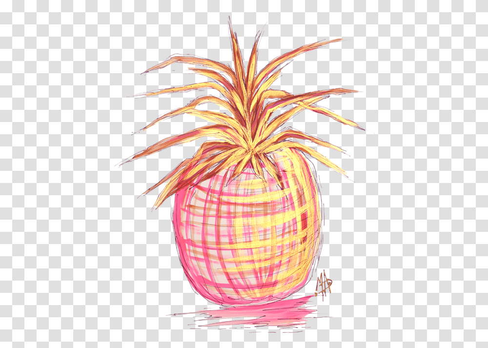 Pink Drawing Pineapple Chic Pineapple, Plant, Fruit, Food, Bird Transparent Png