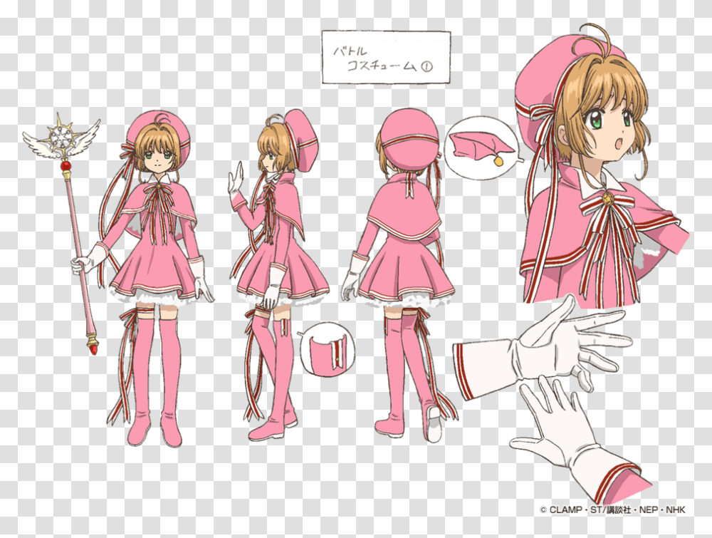 Pink Dress With Red And White Ribbons Sakura Card Captors Sakura Card Captor Reference, Comics, Book, Manga, Person Transparent Png