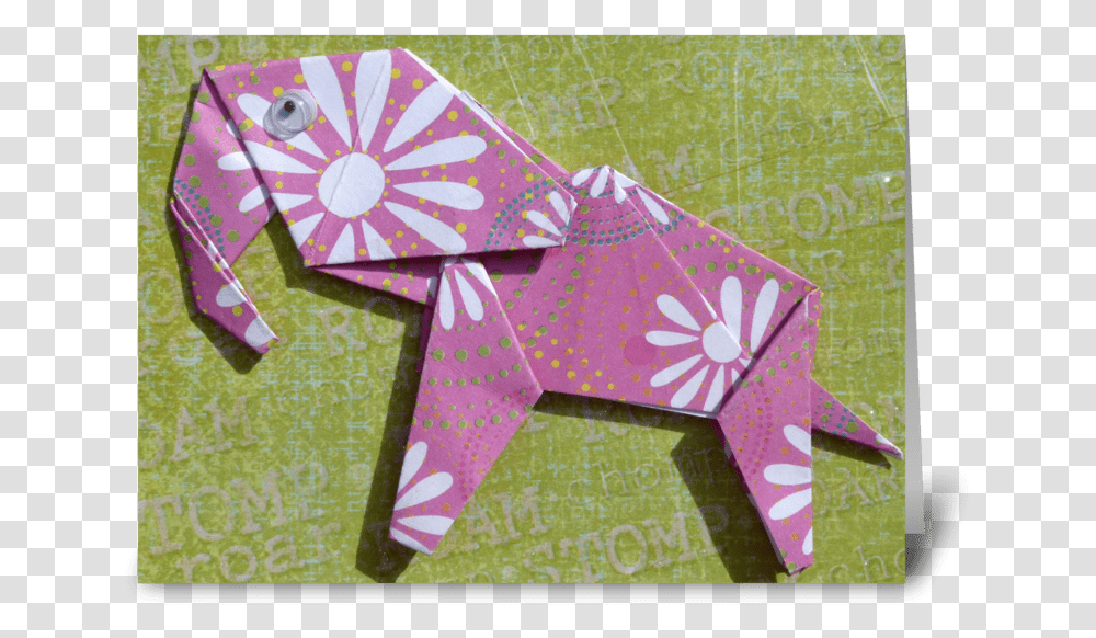 Pink Elephant Greeting Card Origami, Paper Transparent Png