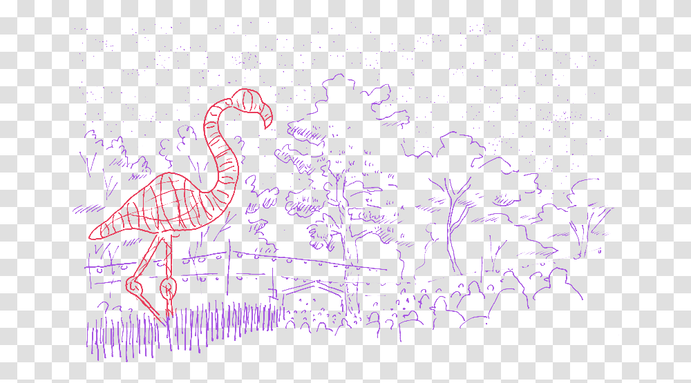 Pink Flamingo, Doodle Transparent Png