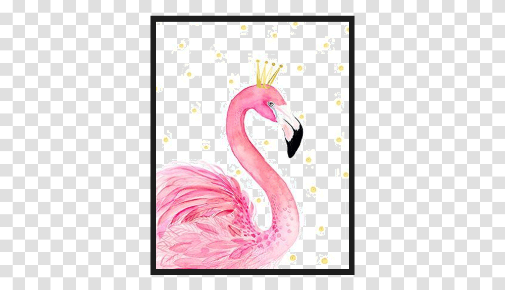 Pink Flamingo With Crown Poster, Bird, Animal, Advertisement, Beak Transparent Png