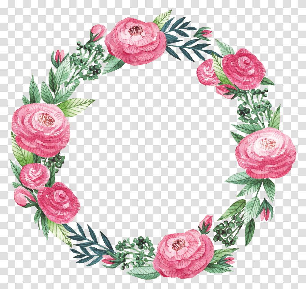 Pink Floral Frame Frame Of Flowers, Wreath, Floral Design, Pattern, Graphics Transparent Png
