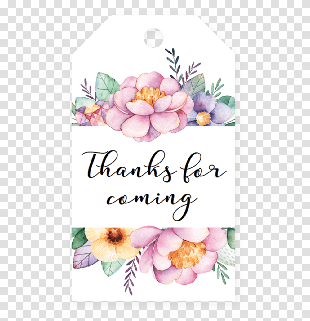 Pink Floral Tag Printable By Littlesizzle Watercolor Flowers Frame, Plant, Mail Transparent Png