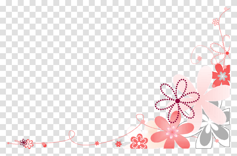 Pink Flower Background Image Pink And Gray Floral Border, Graphics, Art, Floral Design, Pattern Transparent Png