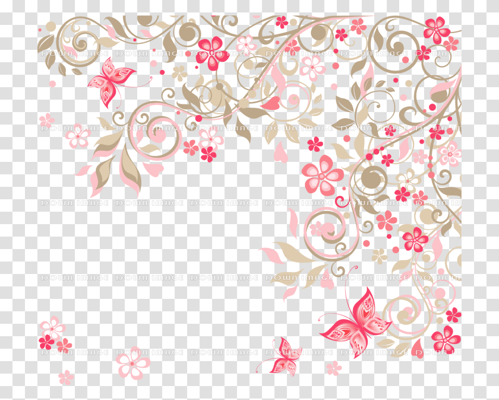Pink Flower Border, Floral Design, Pattern, Graphics, Art Transparent Png