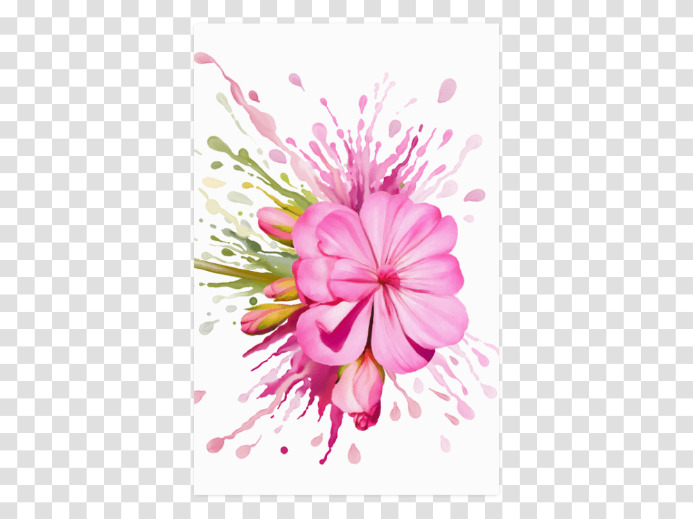 Pink Flower Color Splash Watercolor Poster 22 X34 Flower Splash Color, Plant, Floral Design Transparent Png
