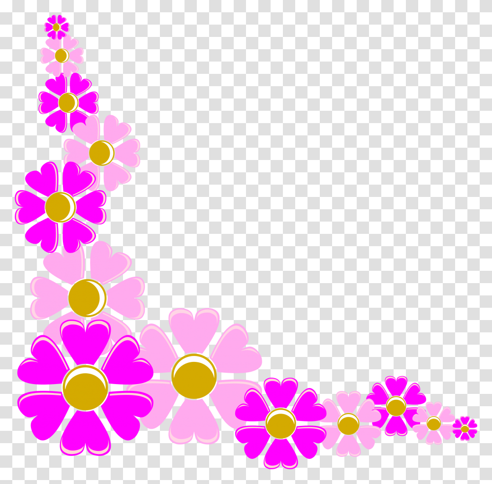 Pink Flower Corner Icons, Floral Design, Pattern Transparent Png