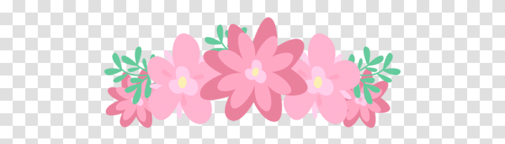 Pink Flower Crown Coroa De Flores 593x226 Flower Crown Clipart, Plant, Blossom, Dahlia, Daisy Transparent Png