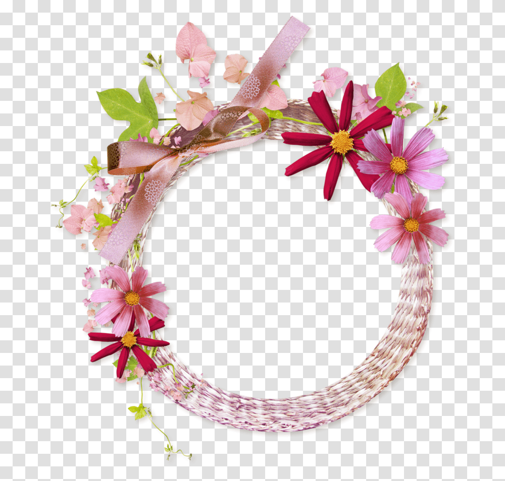 Pink Flower Frame Background Flower Background With Circle Frame, Plant, Blossom, Flower Arrangement, Flower Bouquet Transparent Png