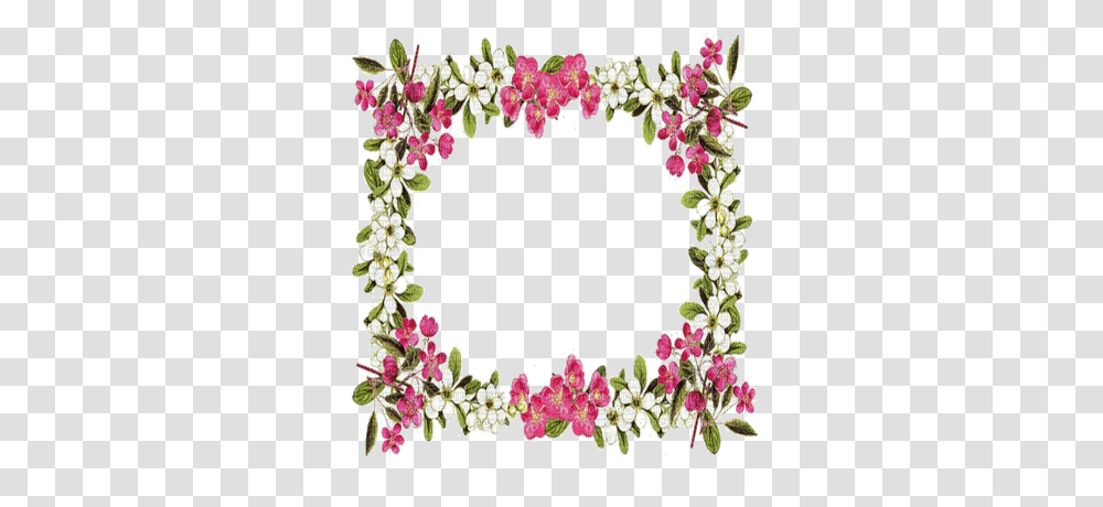 Pink Flower Frame, Plant, Bush, Vegetation, Blossom Transparent Png