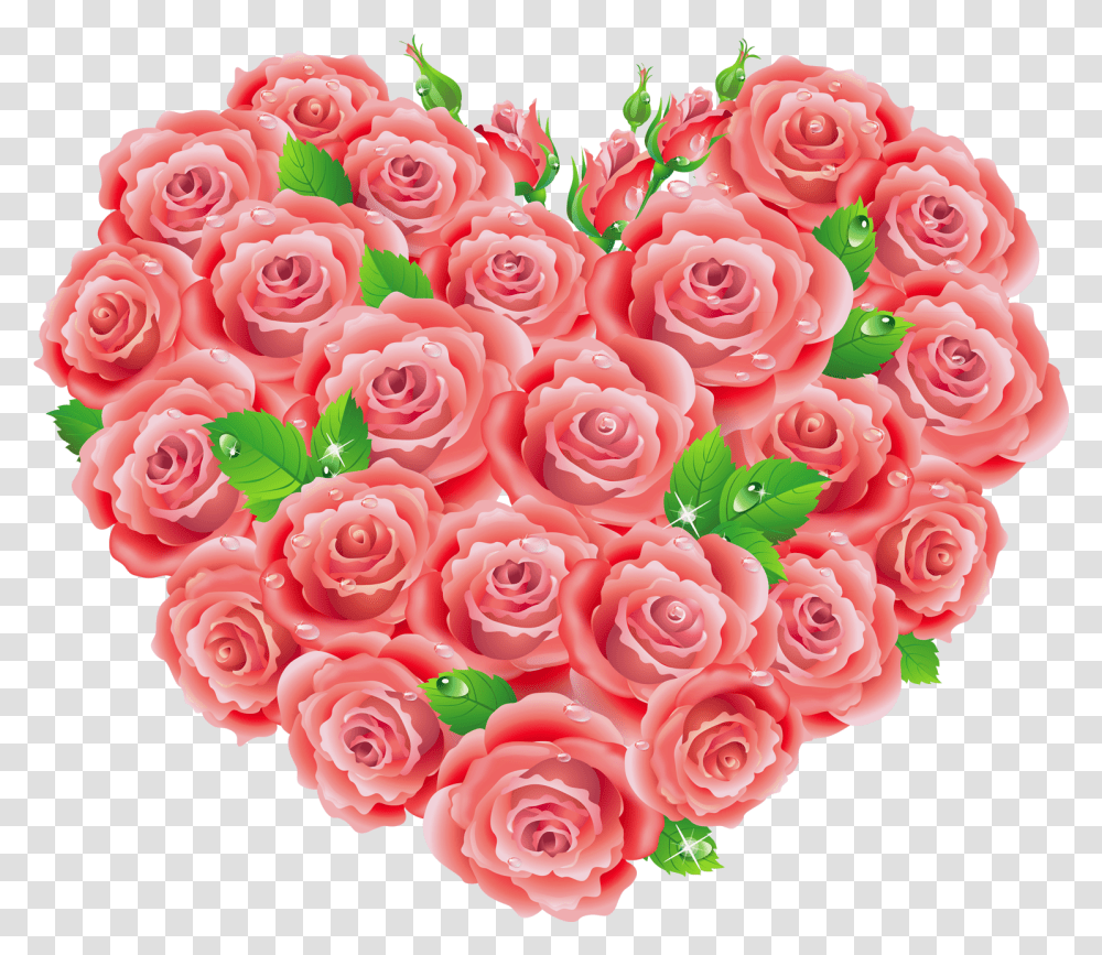Pink Flower Heart, Rose, Plant, Blossom, Pattern Transparent Png