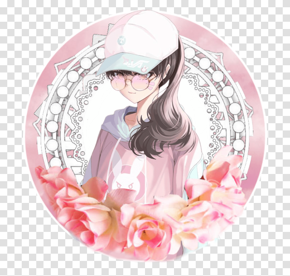 Pink Flower Icon Anime Garden Roses, Helmet, Person, Drawing Transparent Png