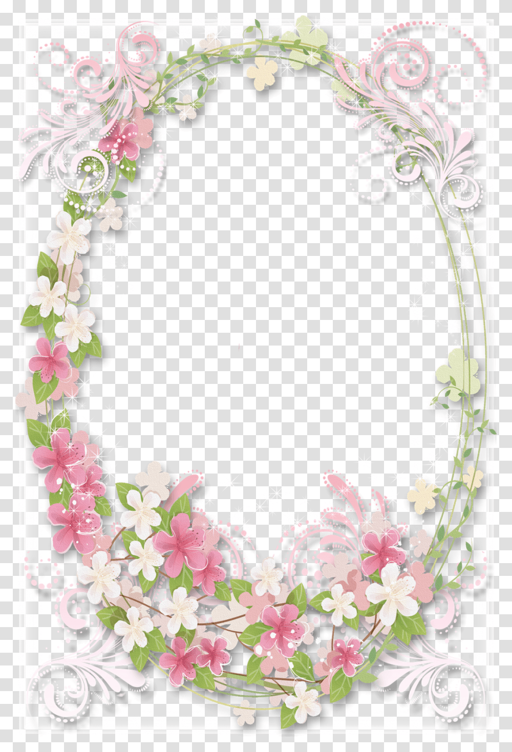 Pink Flower Oval Frame, Floral Design, Pattern Transparent Png