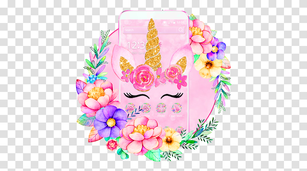Pink Flower Unicorn Theme Unicorn Lucu, Graphics, Art, Floral Design, Pattern Transparent Png