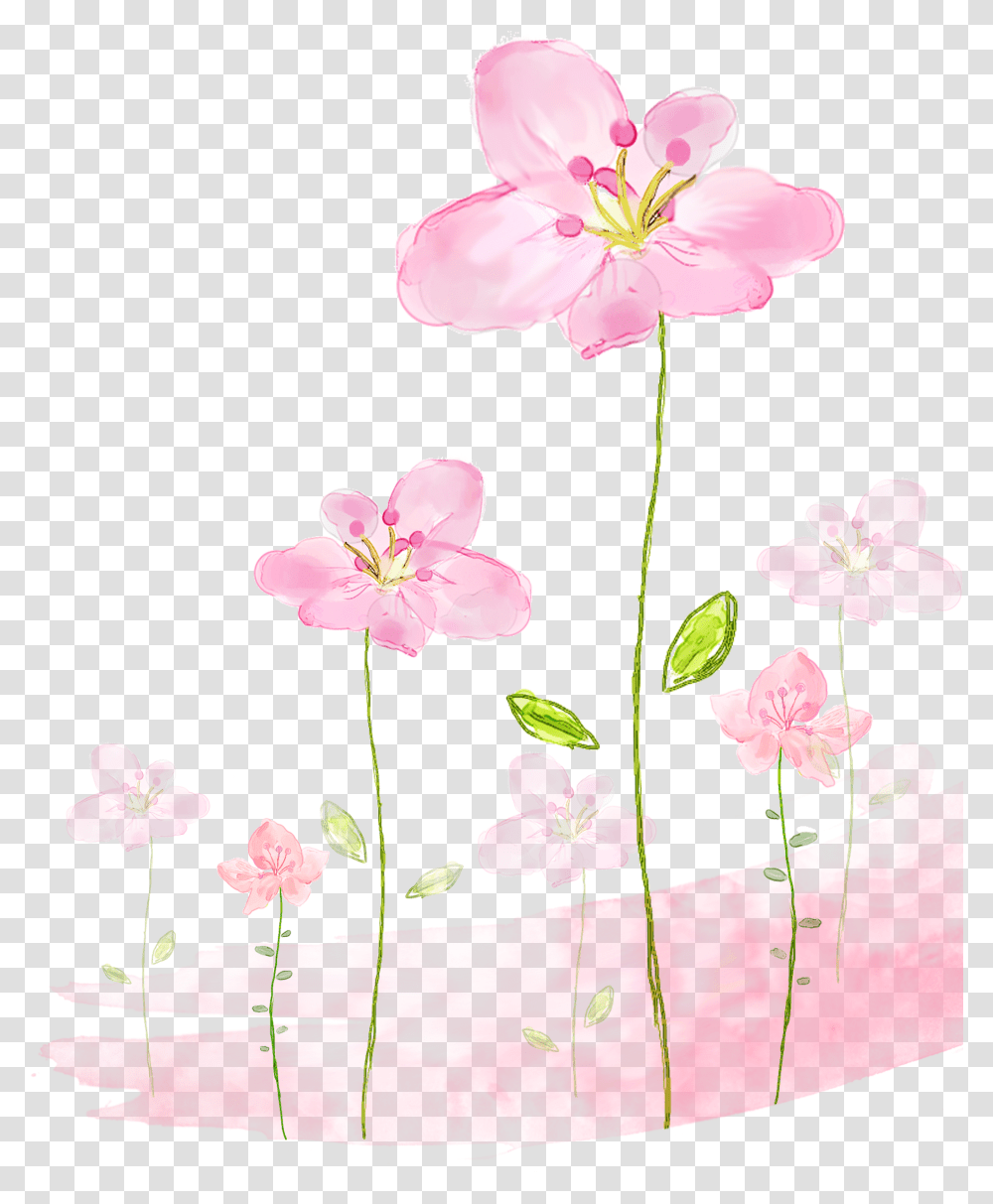 Pink Flowers Background Download Flower Background Mint, Plant, Blossom, Cherry Blossom, Anther Transparent Png