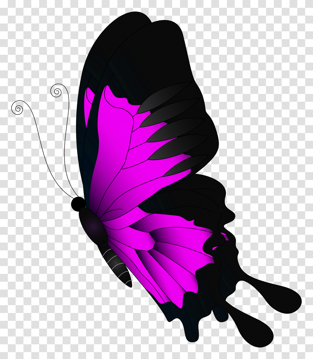 Pink Flying Butterfly Clip, Purple, Insect Transparent Png