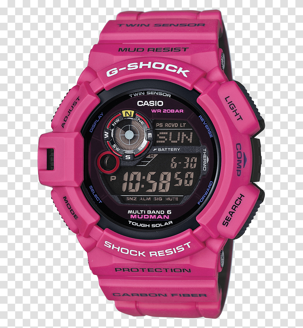 Pink G Shock Mens, Digital Watch, Wristwatch, Camera, Electronics Transparent Png