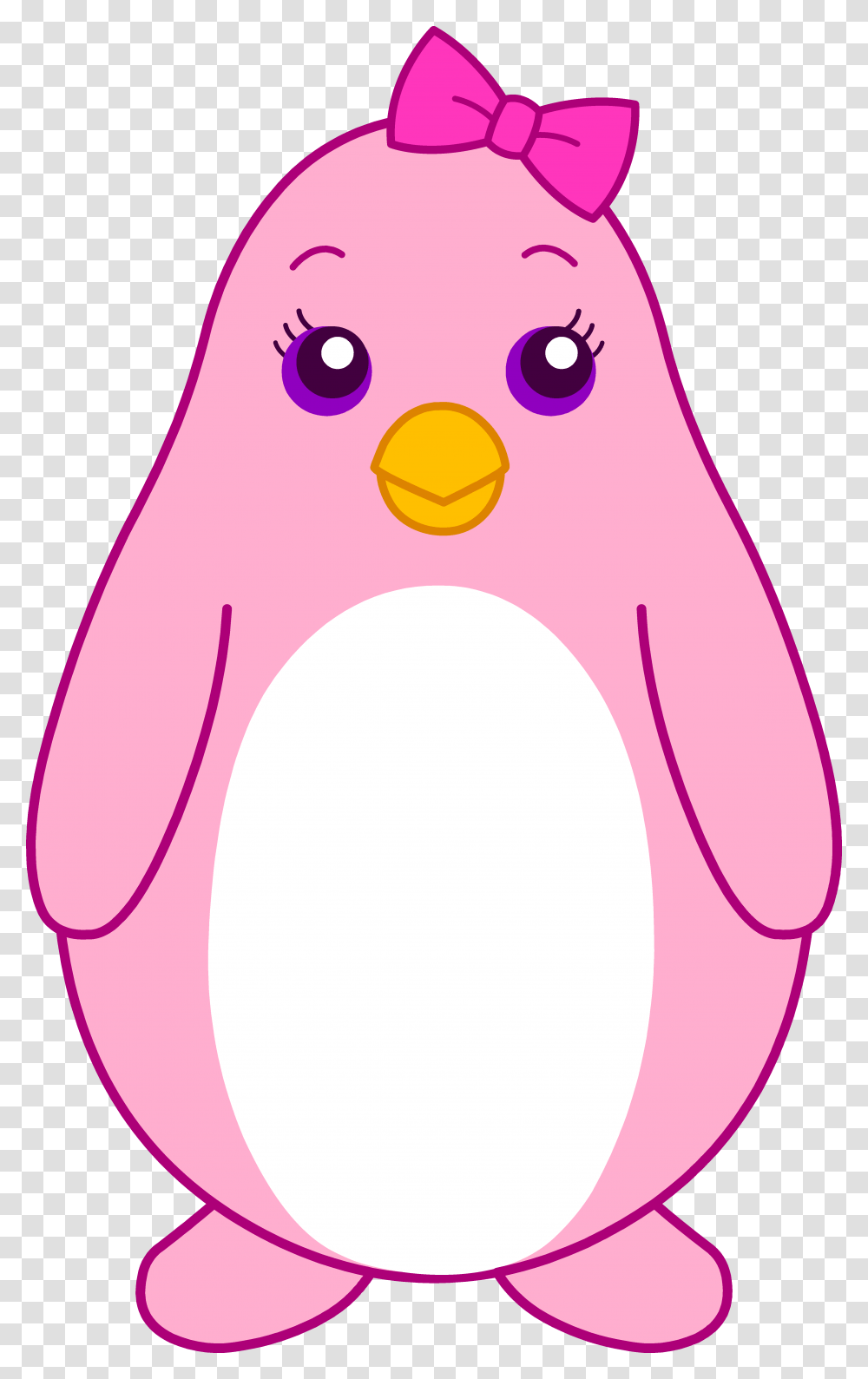 Pink Girly Penguin With Bow, Bird, Animal, Poultry, Fowl Transparent Png