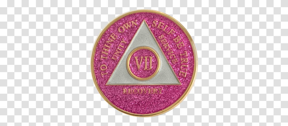 Pink Glitter Triplate Aa Medallions Recovery Alcoholics Anonymous, Logo, Symbol, Trademark, Purple Transparent Png