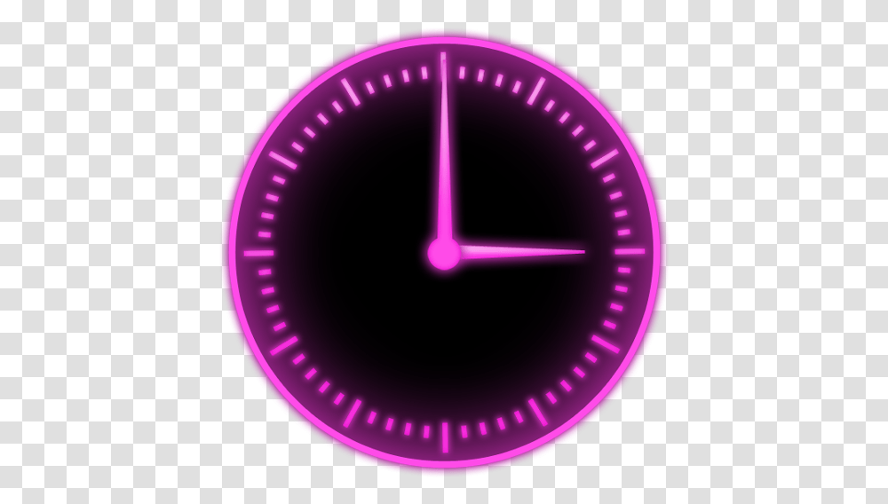 Pink Glow Clock Widget Watch, Analog Clock, Purple, Light Transparent Png