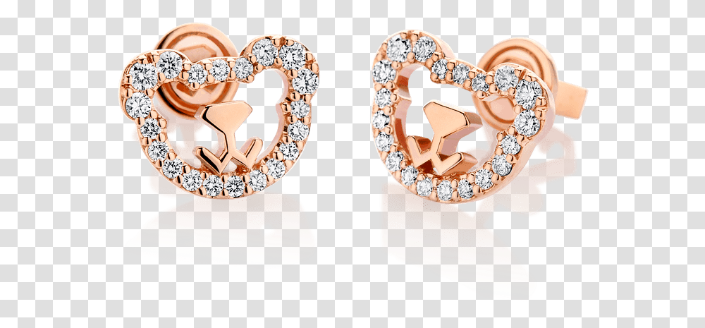 Pink Gold Bear Diamond Earrings Earrings, Jewelry, Accessories, Accessory, Gemstone Transparent Png