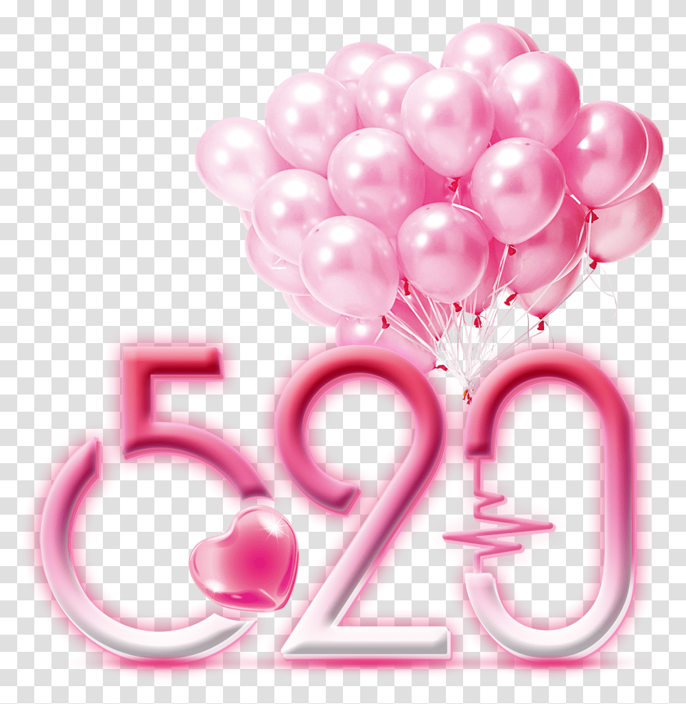 Pink Gradient, Balloon, Number Transparent Png