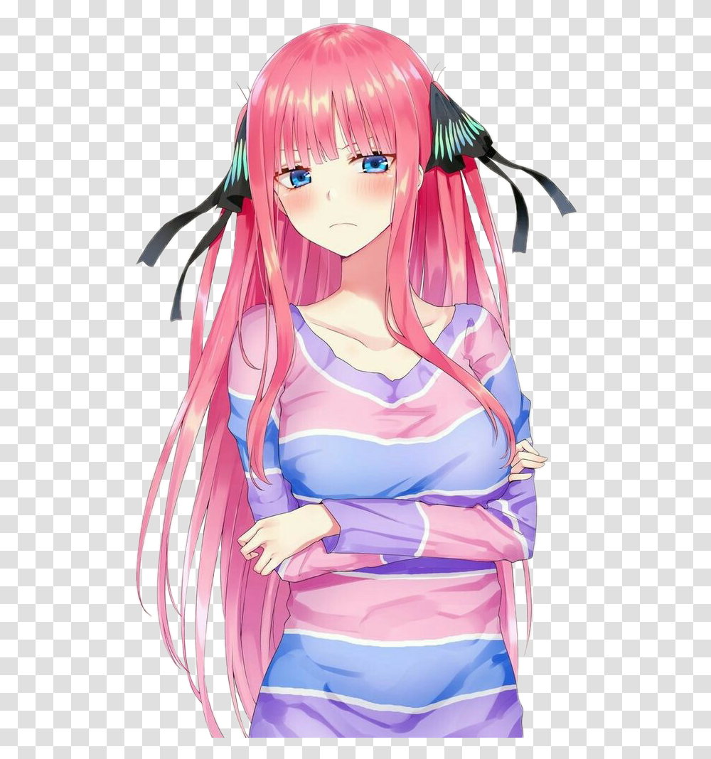 Pink Hair Anime Girl Gotoubun No Hanayome Nino Cute, Manga, Comics, Book, Clothing Transparent Png