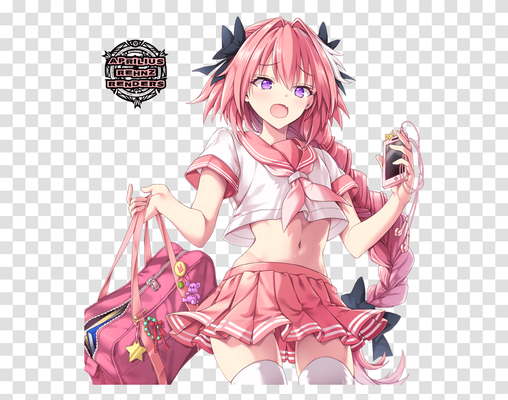 Pink Hair Anime Trap Astolfo, Comics, Book, Manga, Person Transparent Png