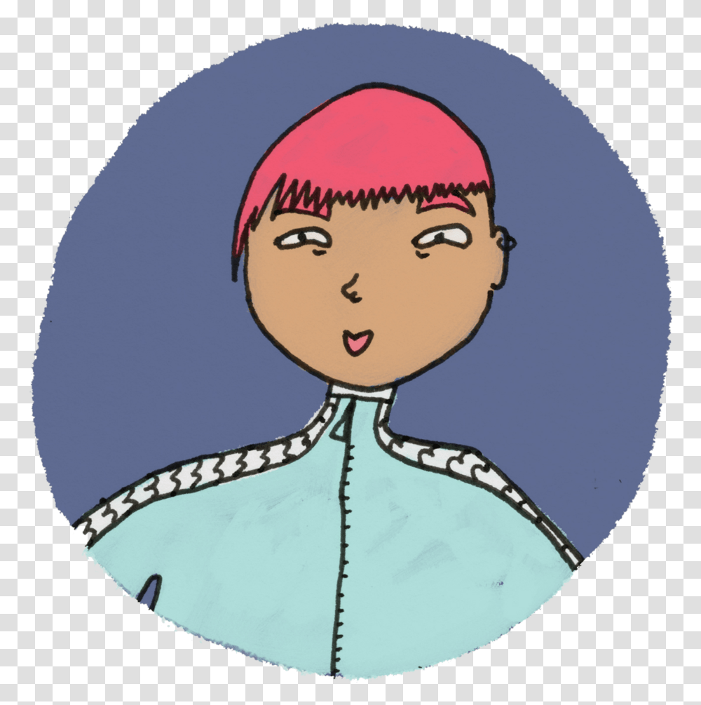 Pink Hair Asian Girl Cartoon, Pattern, Apparel, Embroidery Transparent Png