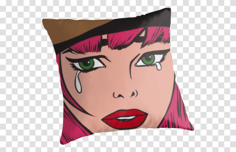 Pink Hair Crying Comic Hipster Girl By Turddemon Pink Hair Woc Cartoon, Pillow, Cushion, Face, Person Transparent Png