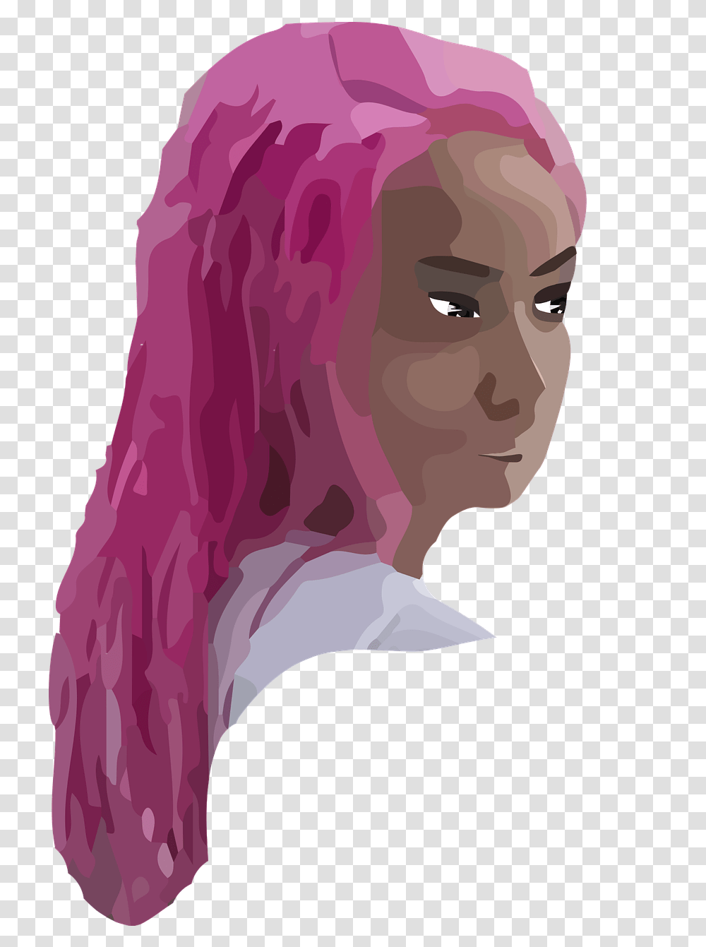 Pink Hair Woman Girl Illustration, Head, Neck, Face Transparent Png