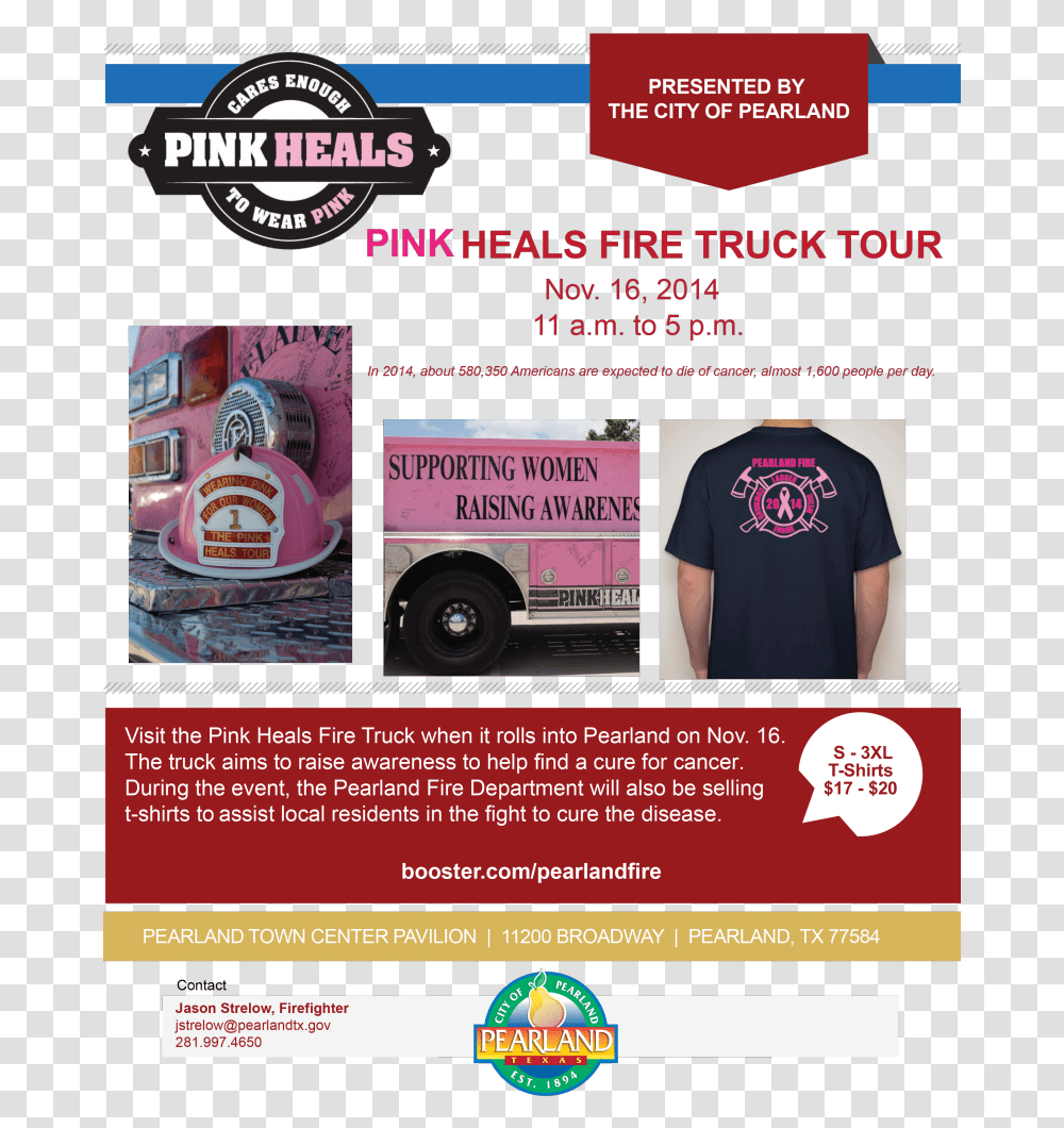 Pink Heals Fire Truck Tour In Pearland Pearland, Flyer, Poster, Paper, Advertisement Transparent Png