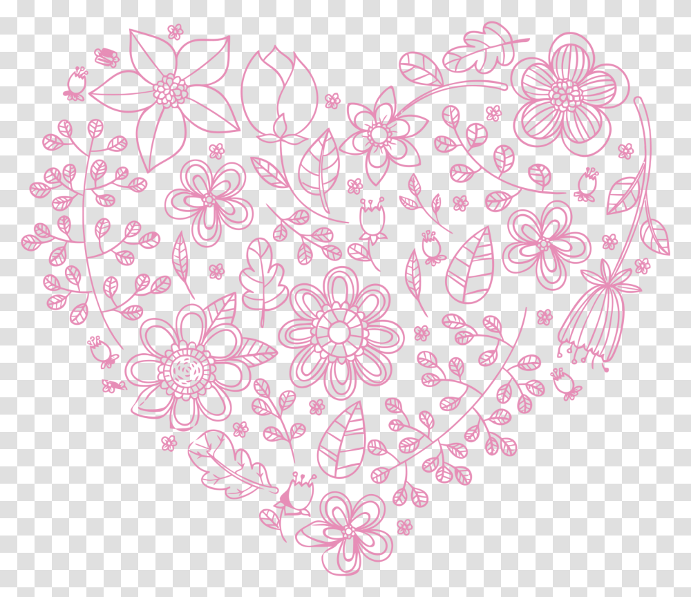 Pink Heart Clip Arts For Web Clip Arts Free Art Flowers Black And White, Pattern, Paisley, Rug, Floral Design Transparent Png