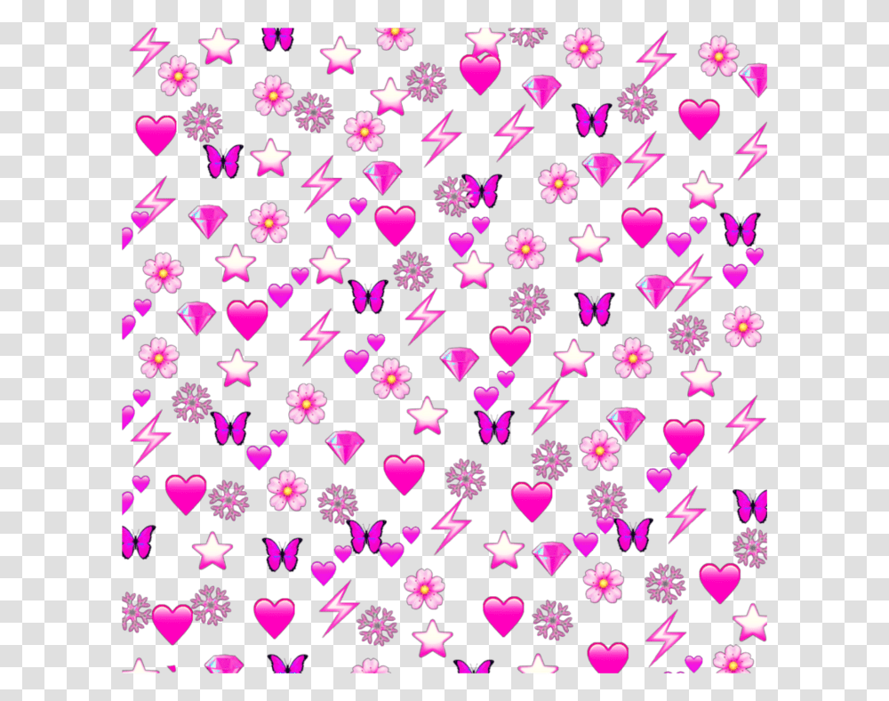 Pink Heart Hearts Love Pinky Butterfly Lightning Aesthetic Emoji Background, Pattern, Texture, Rug, Paper Transparent Png