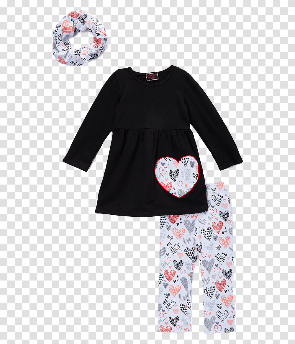 Pink Heart Scribble Top & Leggings Set Top Leggings, Clothing, Apparel, Sleeve, Long Sleeve Transparent Png