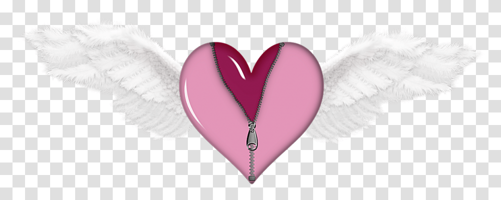 Pink Heart With Angel Wings, Powder, Cushion Transparent Png