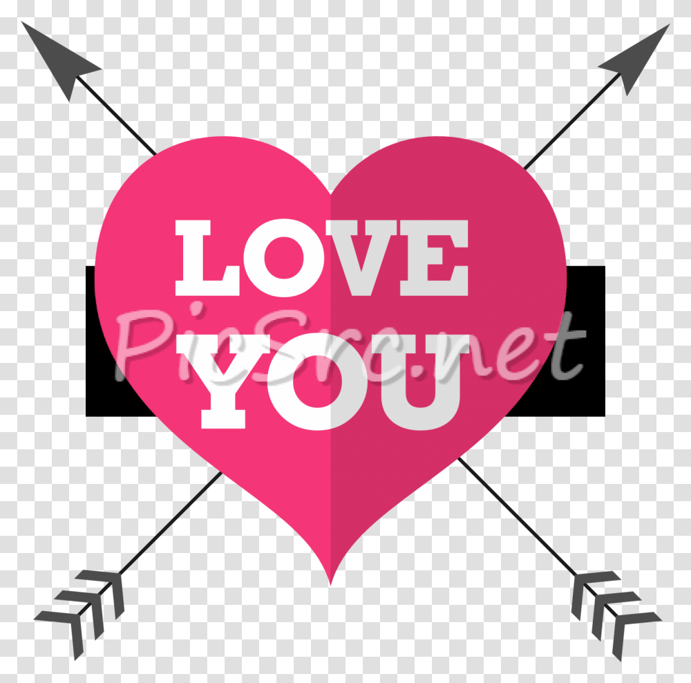 Pink Heart With Arrows Crossed Valentines Day Heart, Label, Triangle, Plectrum Transparent Png