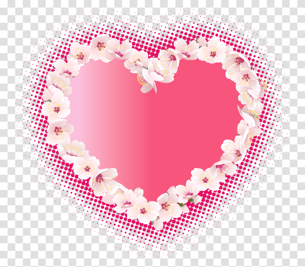Pink Heart With Flowers Clipart Hearts And Flowers, Birthday Cake, Dessert, Food Transparent Png