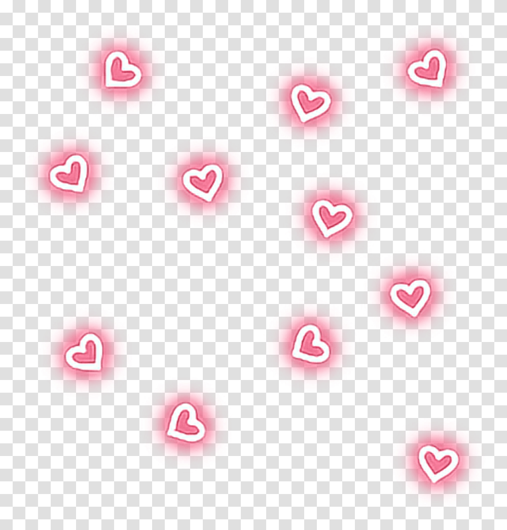 Pink Hearts Hearteu Pink Glow Neon Light Pretty Neon Pink Heart, Number, Bubble Transparent Png