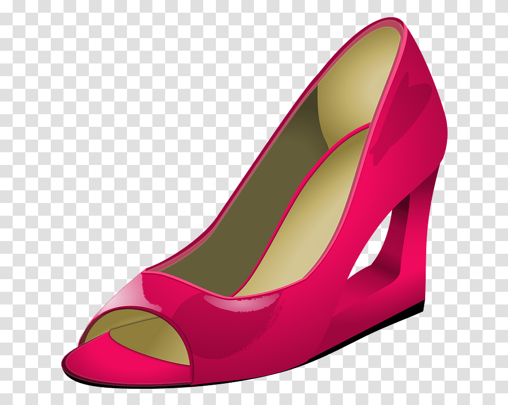 Pink High Heel Clipart Shoe, Clothing, Apparel, Footwear, Wedge Transparent Png