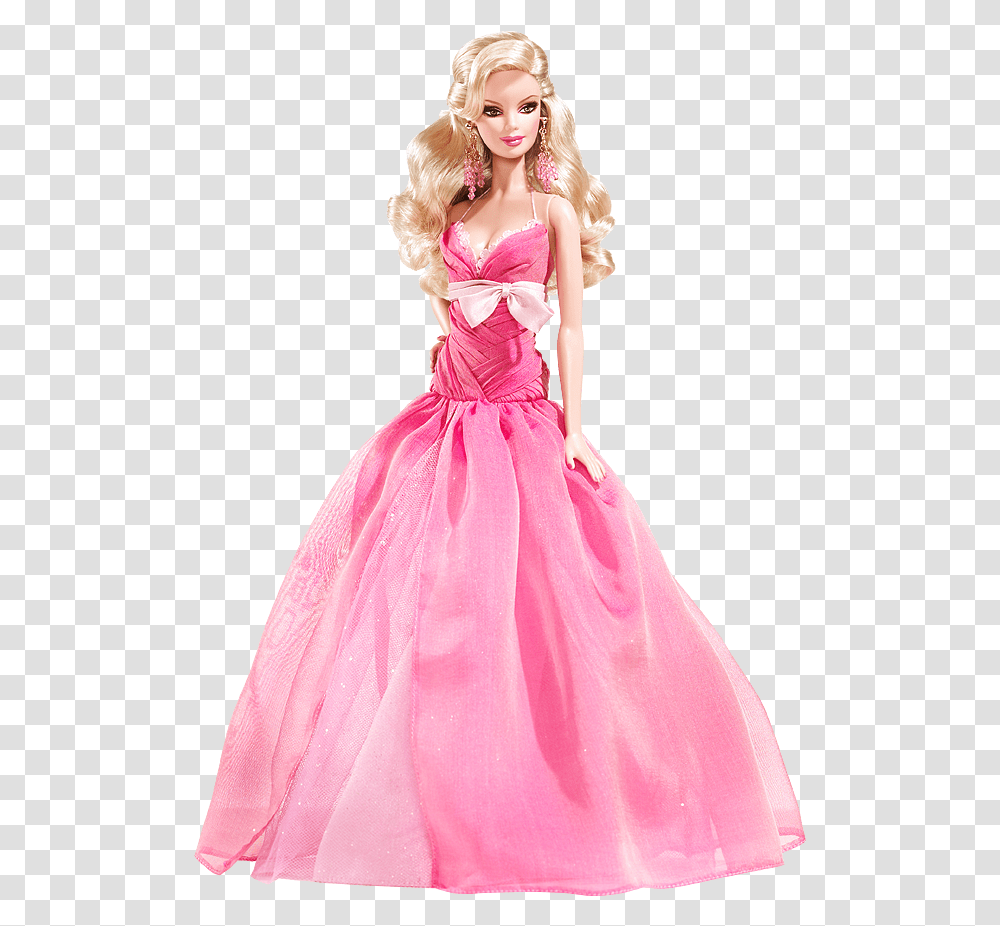 Pink Hope Barbie Doll Is A Glamorous And Lovely Tribute Barbie In A Pink Dress, Toy, Figurine, Wedding Gown, Robe Transparent Png