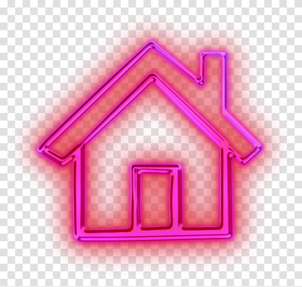 Pink House Free For Download Pink Neon Icons, Mailbox, Text, Housing, Building Transparent Png