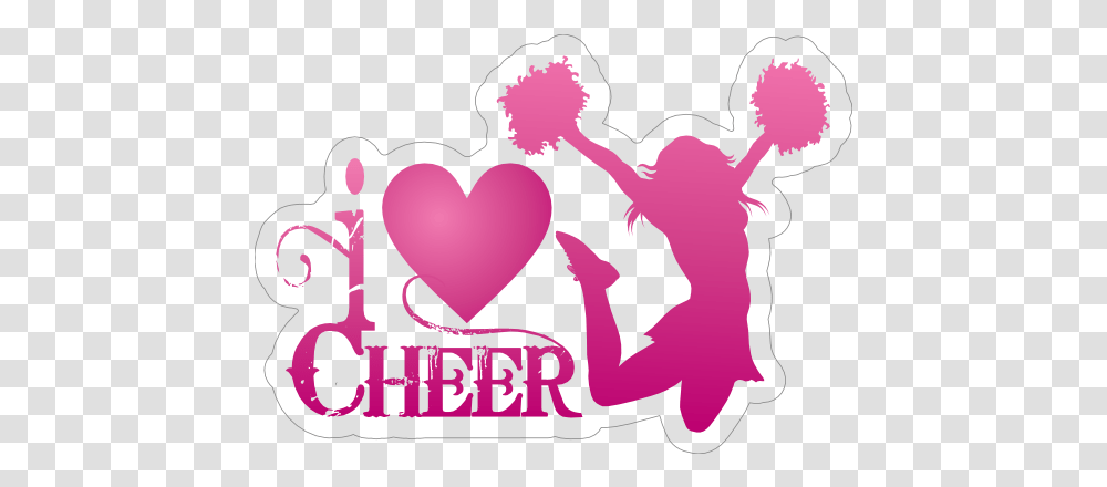 Pink I Love Cheerleading Sticker Cheerleading Stickers, Poster, Advertisement, Heart Transparent Png