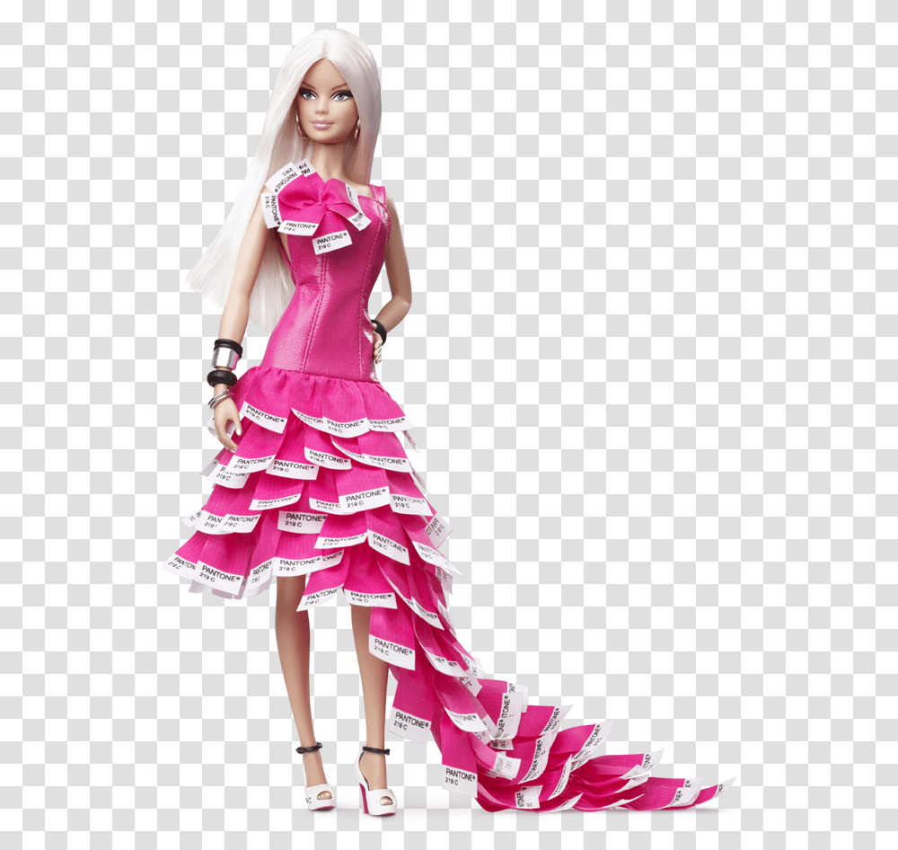 Pink In Pantone Barbie, Doll, Toy, Figurine, Dress Transparent Png