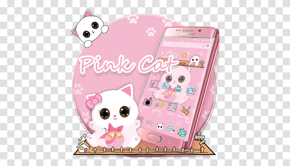 Pink Kitty Cartoon Theme - Leikir Google Play Smartphone, Mobile Phone, Electronics, Cell Phone, Text Transparent Png