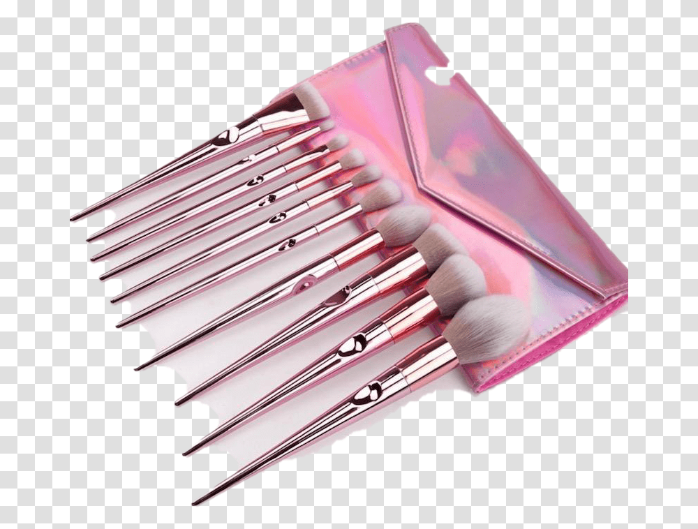 Pink Makeup Brush Set Pic Makeup Brush, Arrow, Tool, Pen Transparent Png