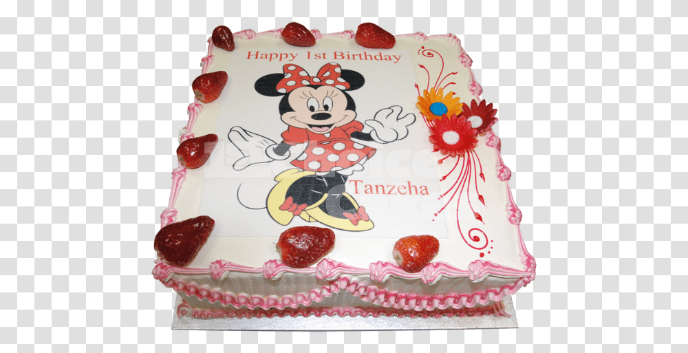 Pink Minnie Mouse Cake Square Shapes Cake For 1st Birthday, Dessert, Food, Birthday Cake, Bird Transparent Png